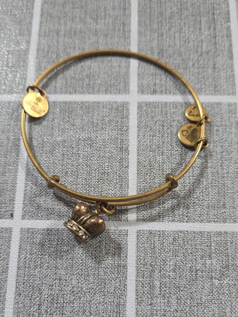 Alex and Ani Gold-Tone Crown Charm Bangle Bracelet